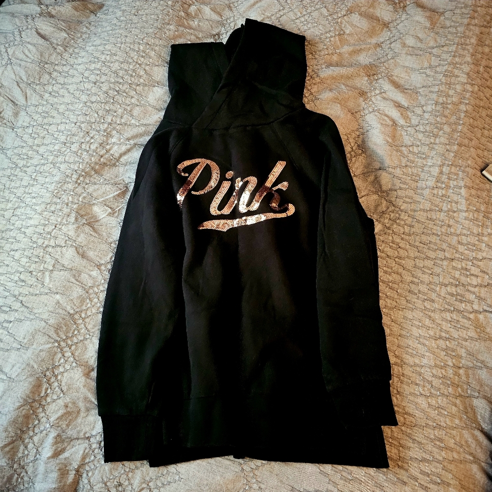 Pink Victoria's Secret Bling Hooded Sweatshirt XS EUC